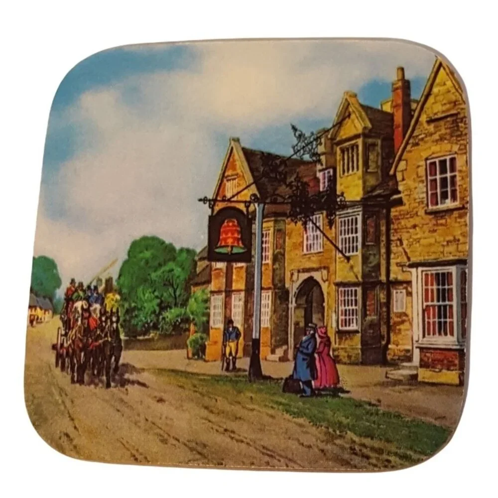 Pimpernel Coasters Vintage‎ English Inns Set of 6 Acrylic Cork England